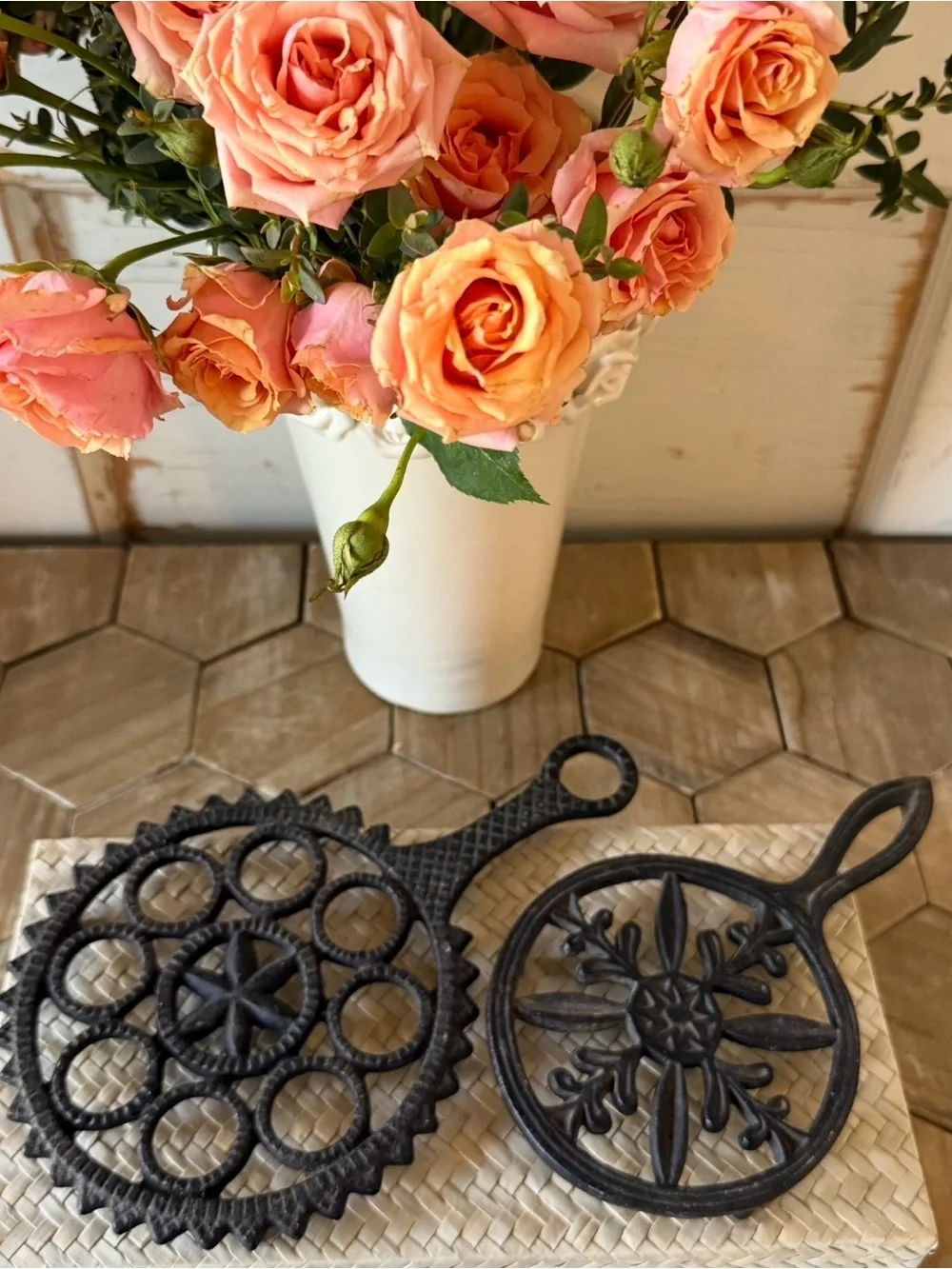 Vintage Mid-Century Wilton Trivets,Cast Iron, Pennsylvania Dutch- Set of 2